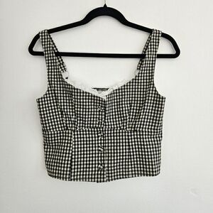 Sky To Moon Gingham Checkered Sleeveless Crop Corset Top M